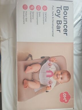 Bouncer Toy Bar in Pink and White – Developmental Baby Activity Toy